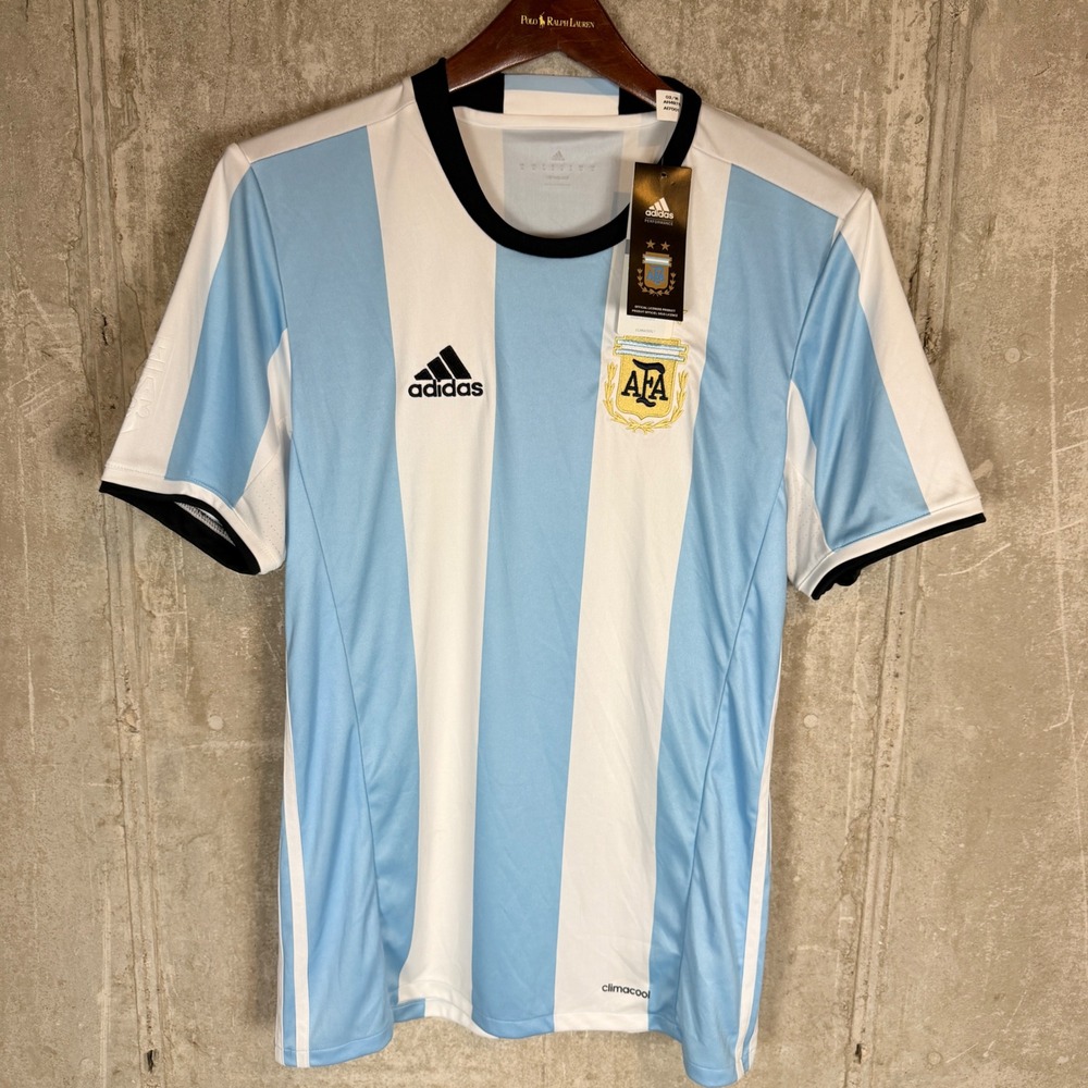 Adidas Argentina Home Jersey Mens Medium Blue White Stevens 10 Soccer Shirt